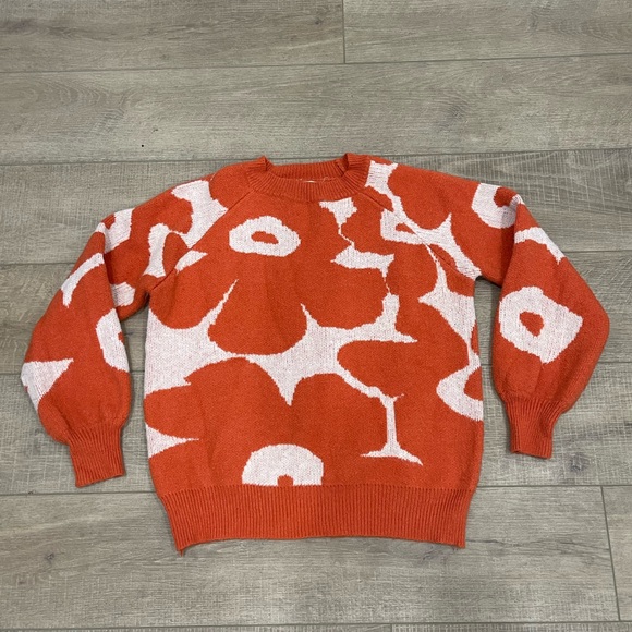 Shop Stevie Sweaters - Shop Stevie Orange and White Floral Sweater